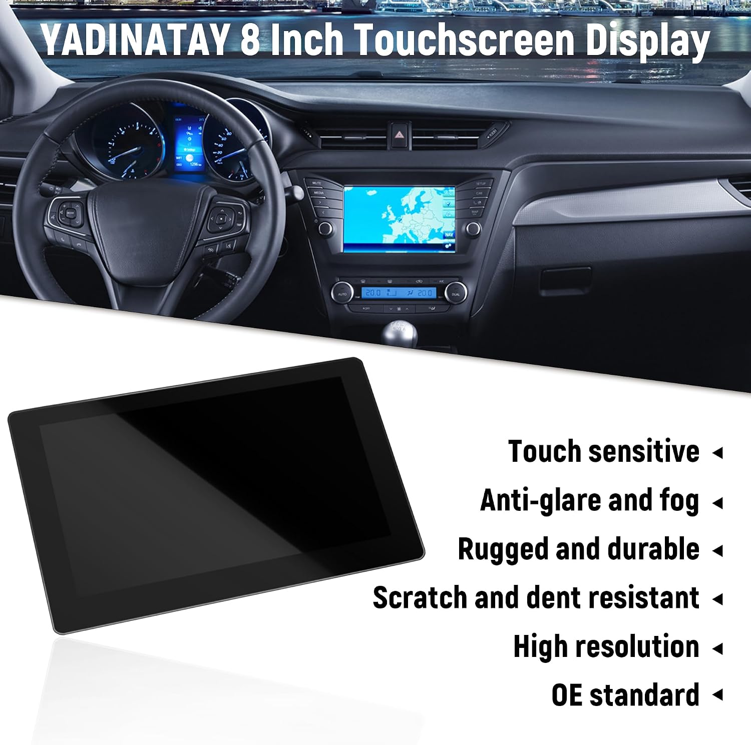 8 Inch LCD Display Touchscreen for Hyundai Tucson III MK3 Santa FE Radio Navigation Display Monitor for Kia NIRO Telluride Sportage Replace LA080WV9(SL)(01)(02)(04)(05)(08)