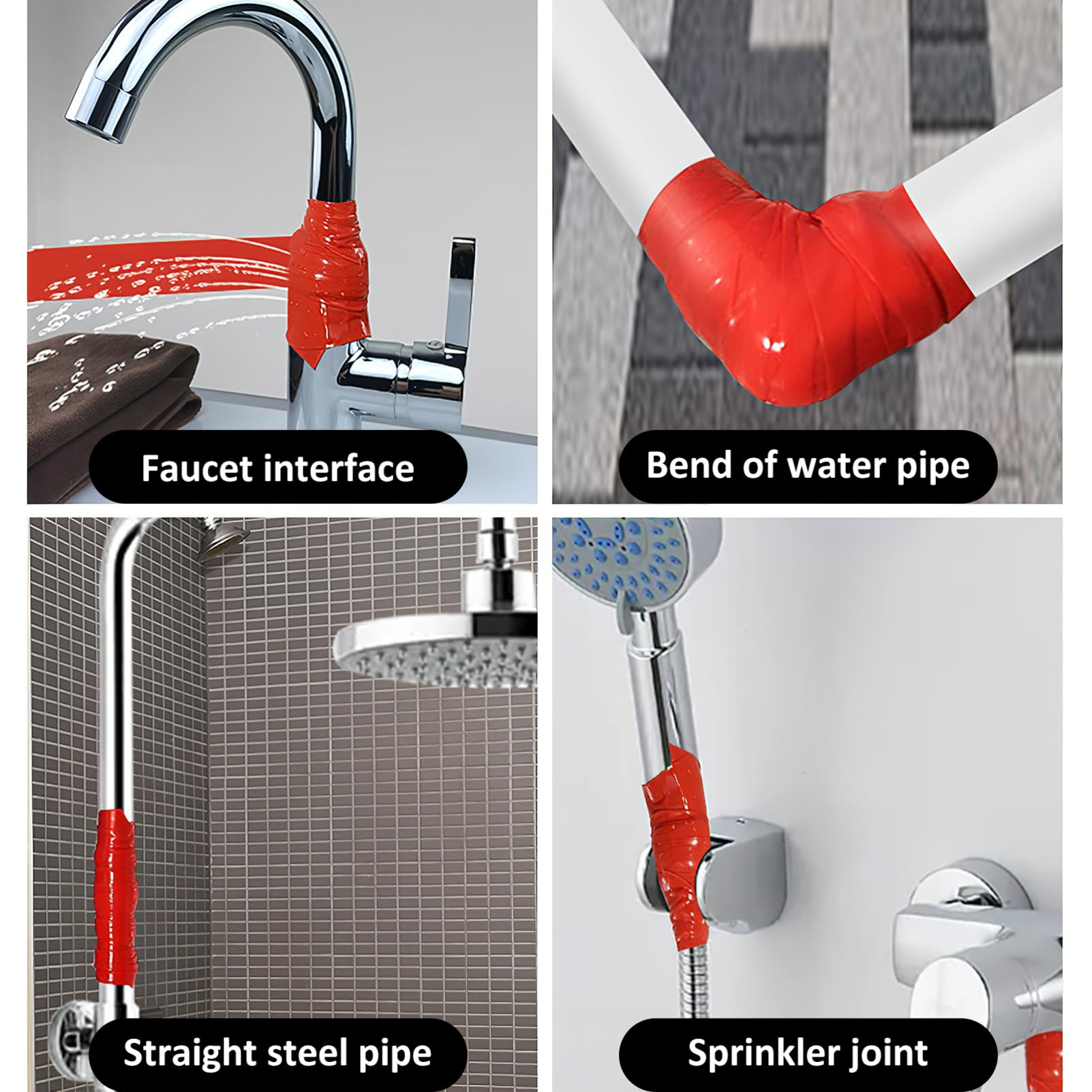 Cabilock 4pcs Sealing Tape Sealant Tape Waterproof Bathroom Butyl White Sealant Type Plumbers Hose Strips Blue Waterproof Tape Flex Sticky Mastic Seam Caulking Leak Red Silicone Rubber