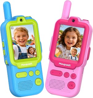 Video Walkie Talkies for Kids 2.4" Screen, Toys for Boys Girls with 5 Voice Changers 10 Stickers Effect Long Range Two Way Radio for Indoor Outdoor, Birthday Gift for Boys Girls 3 4 5 6 7 8 9 Year Old