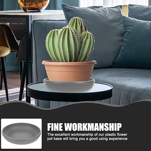 Miniatura 6 de Happyyami Soporte redondo para plantas, 3 platillos de plantas, bandejas de plástico para plantas, platillo para macetas de flores, plato
