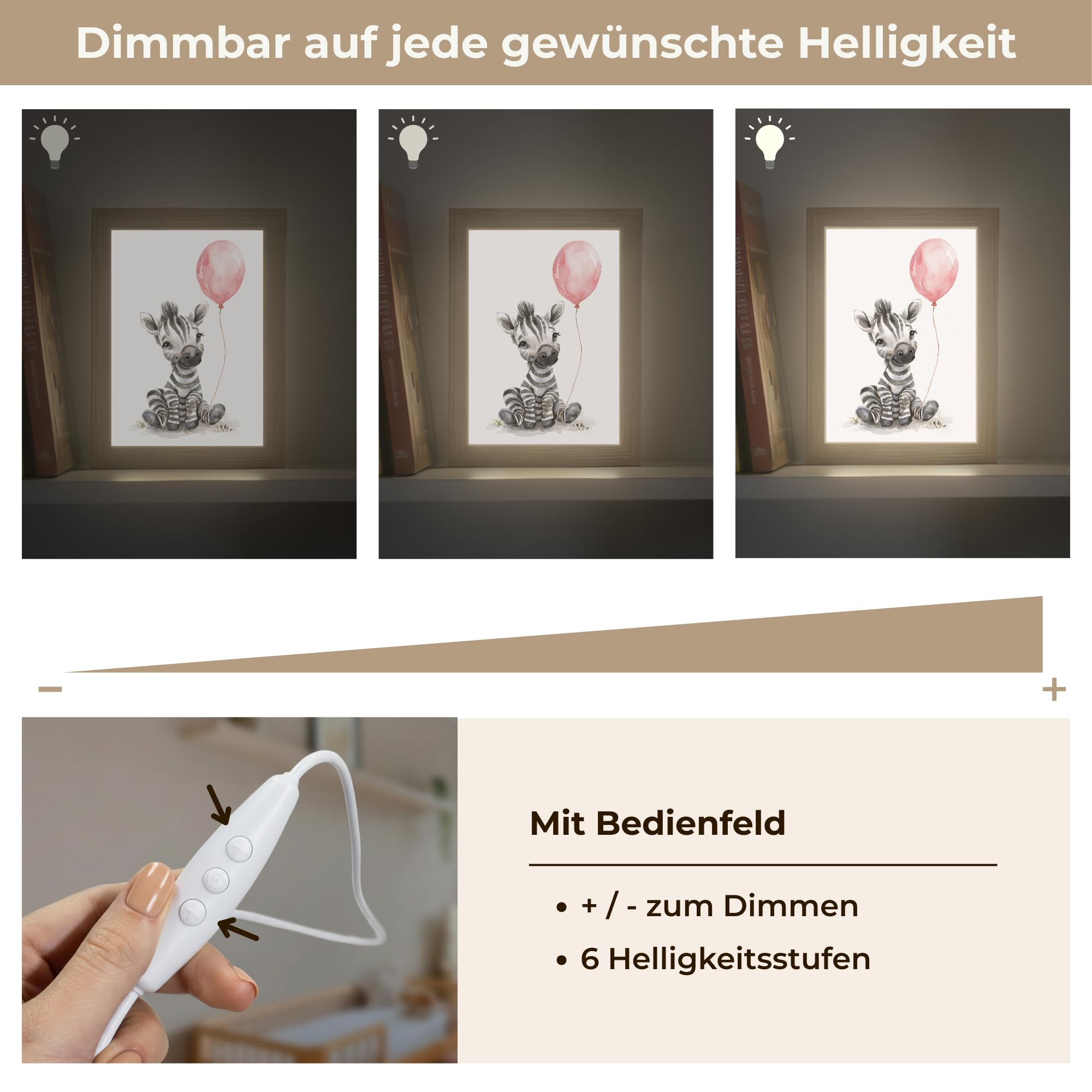 Nachtlichter & Schlummerleuchten Für Kinder 15x20 cm Baby Nachtlicht Nachttischlampe Jugendzimmer Zebra - Tiere - Rosa Luftballon