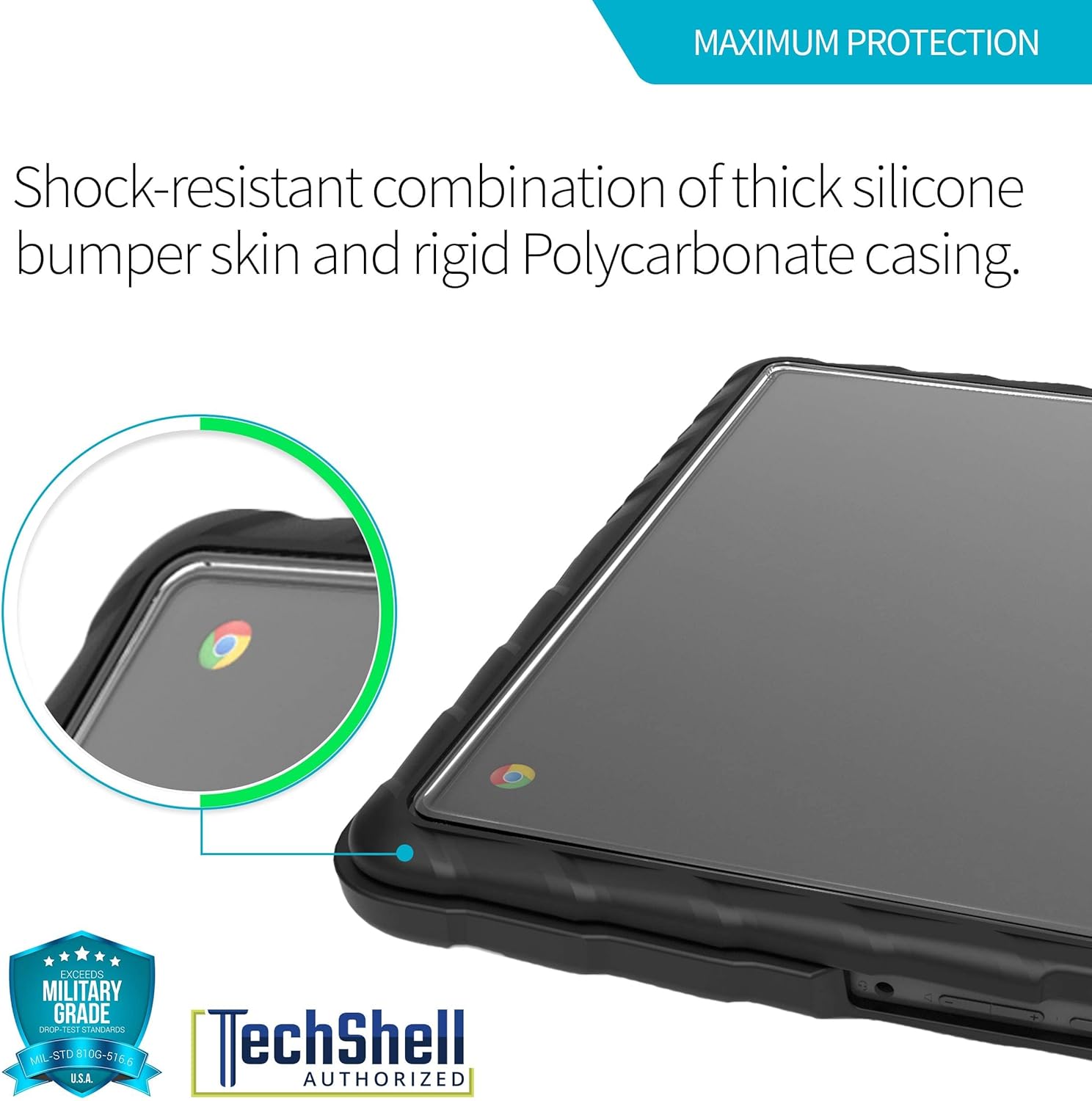 Promo Discount Up To 70% Off Gumdrop DropTech Laptop Case Fits Lenovo 500e Chromebook (1st Gen) Designed for K-12 Students, Teachers and Classrooms – Drop Tested, Rugged, Shockproof Bumpers for Reliable Device Protection – Black