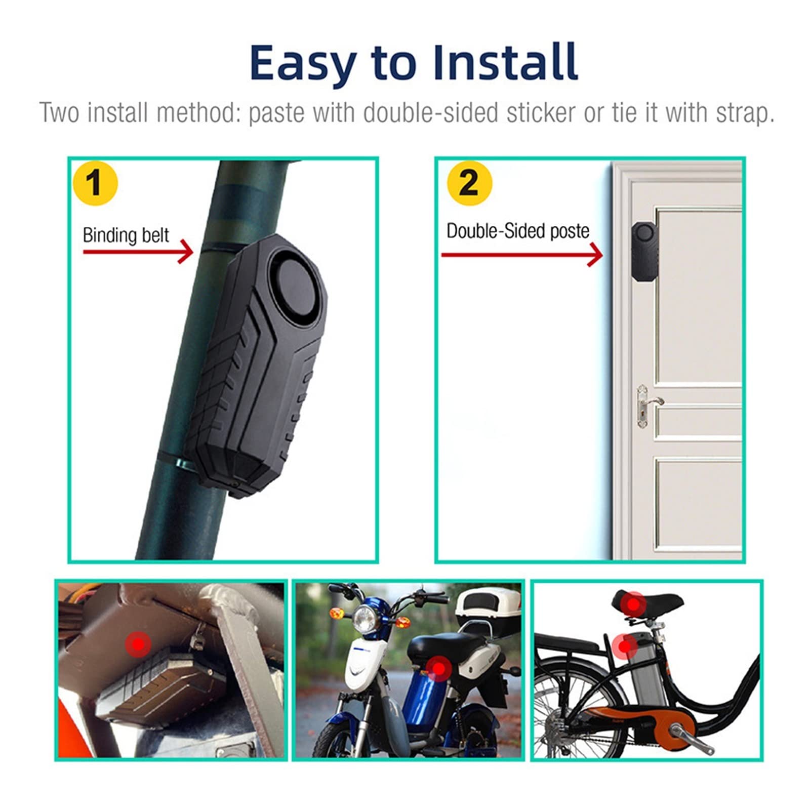Sistema di Allarme, Impermeabile Wireless Bike Allarme Moto Auto Elettrica Veicolo Scooter Barca Sicurezza Sensore Di Vibrazione Antifurto(G)