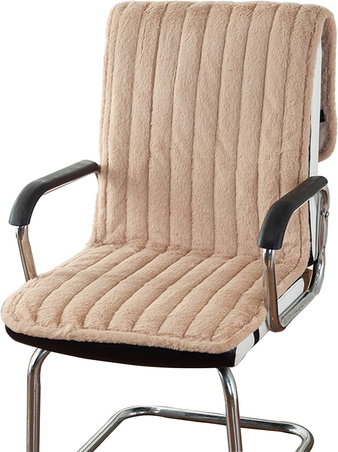 Non Slip Chair Pads,Thicken Plush Dining Chair Cushions Anti Slip Bottom Office Sedentary Seat Cushion Machine Washable-Khaki 40x85cm(16x33inch)