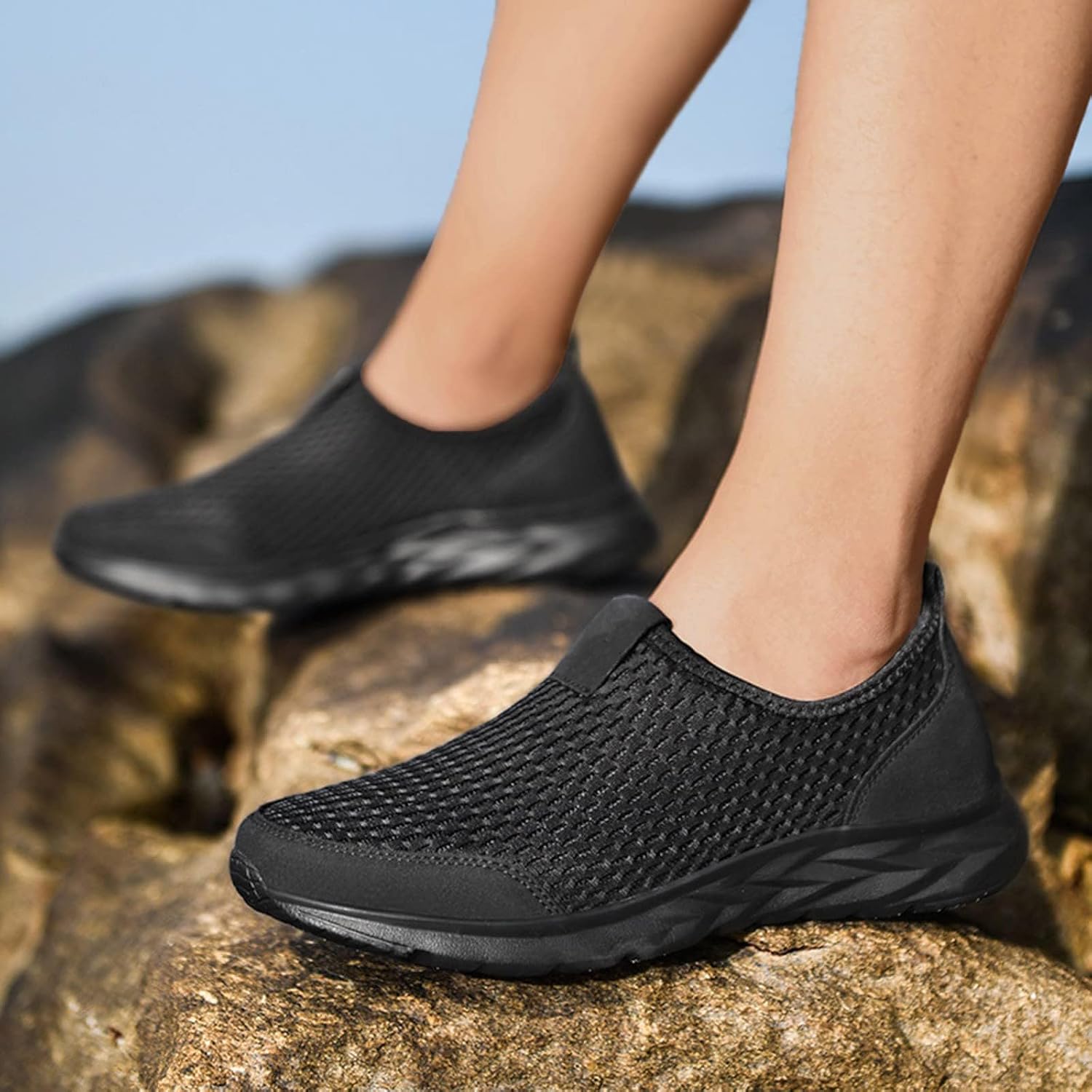 Women Men Breathable Slip-on mesh Loafers Lightweight Non-Slip Casual Walking Shoes Comfy and Running Leather Sneakers Summer Single Wide Width Comfort Ultralight Flats Hook & Loop Fashion