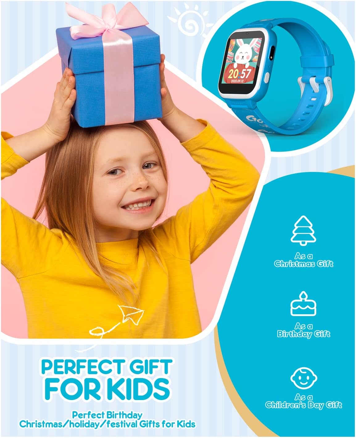 Kids Smart Watch Boys Girls Toys for Ages 3-12 Years Old Birthday Gift Dual Camera Puzzle Games Touchscreen Toddler Watches with Music Player Multifunctional Smartwatch Educational Toys : Toys & Games