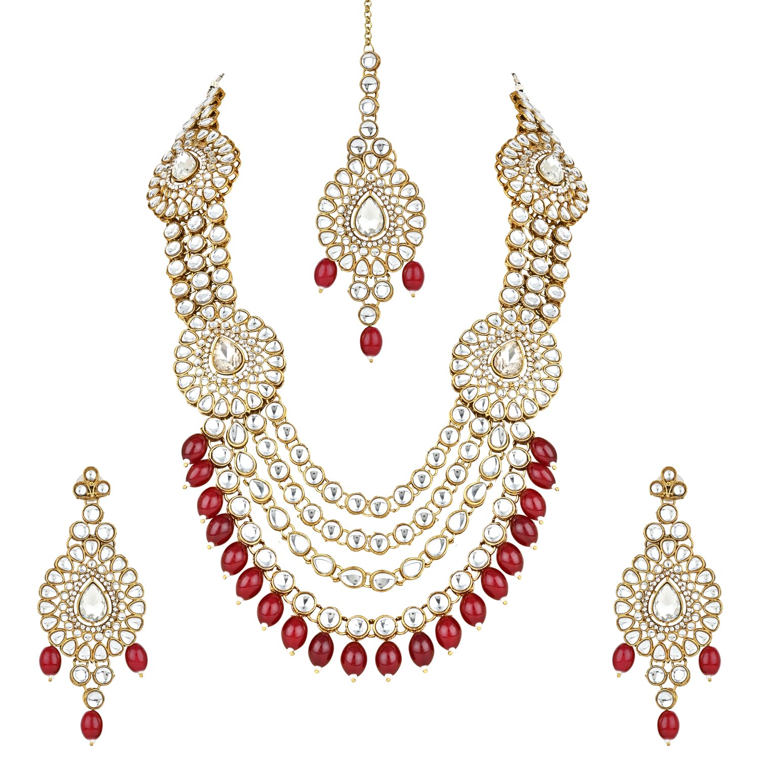 See full amazon price history chart for I Jewels Gold Plated Traditional Multi Layered Pearl Kundan Bridal Necklace Jewellery with Dangle Earrings & Maang Tikka Set For Women/Girls (IJ384G) I Jewels Gold Plated Traditional Multi Layered Pearl Kundan Bridal Necklace Jewellery with Dangle Earrings & Maang Tikka Set For Women/Girls (IJ384G) (B0CQXMXFWR) Amazon Price History, Amazon Price Tracker