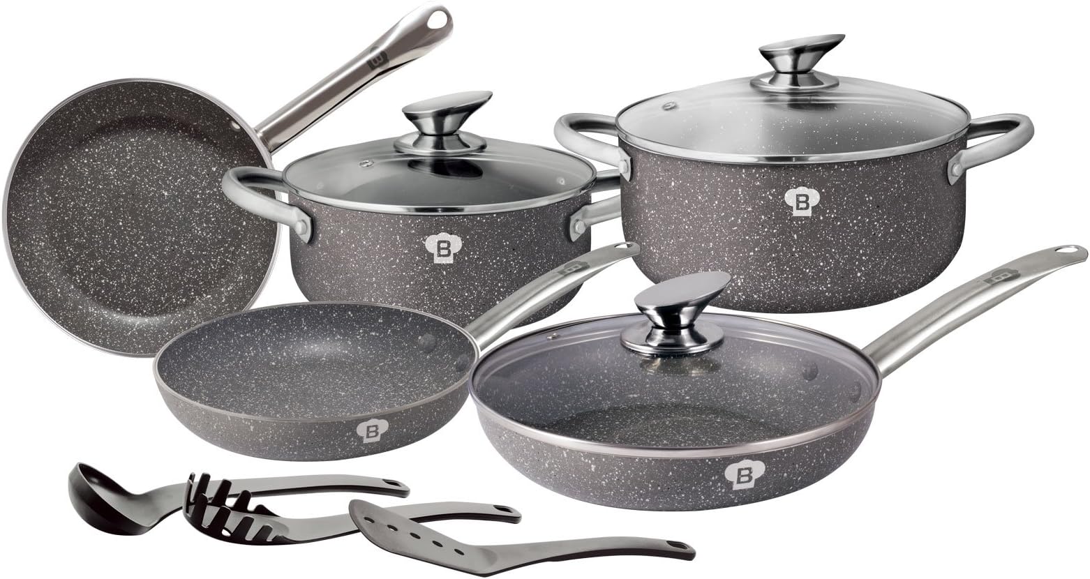 Granite Cooking Pot Set 11-Piece Cookware Set Pots Blue Man Le Chef Line Bl 3343