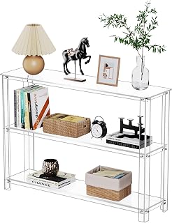 Acrylic Console Table, 3 Tier Entryway Table with Storage Shelves (Clear, Nomal)
