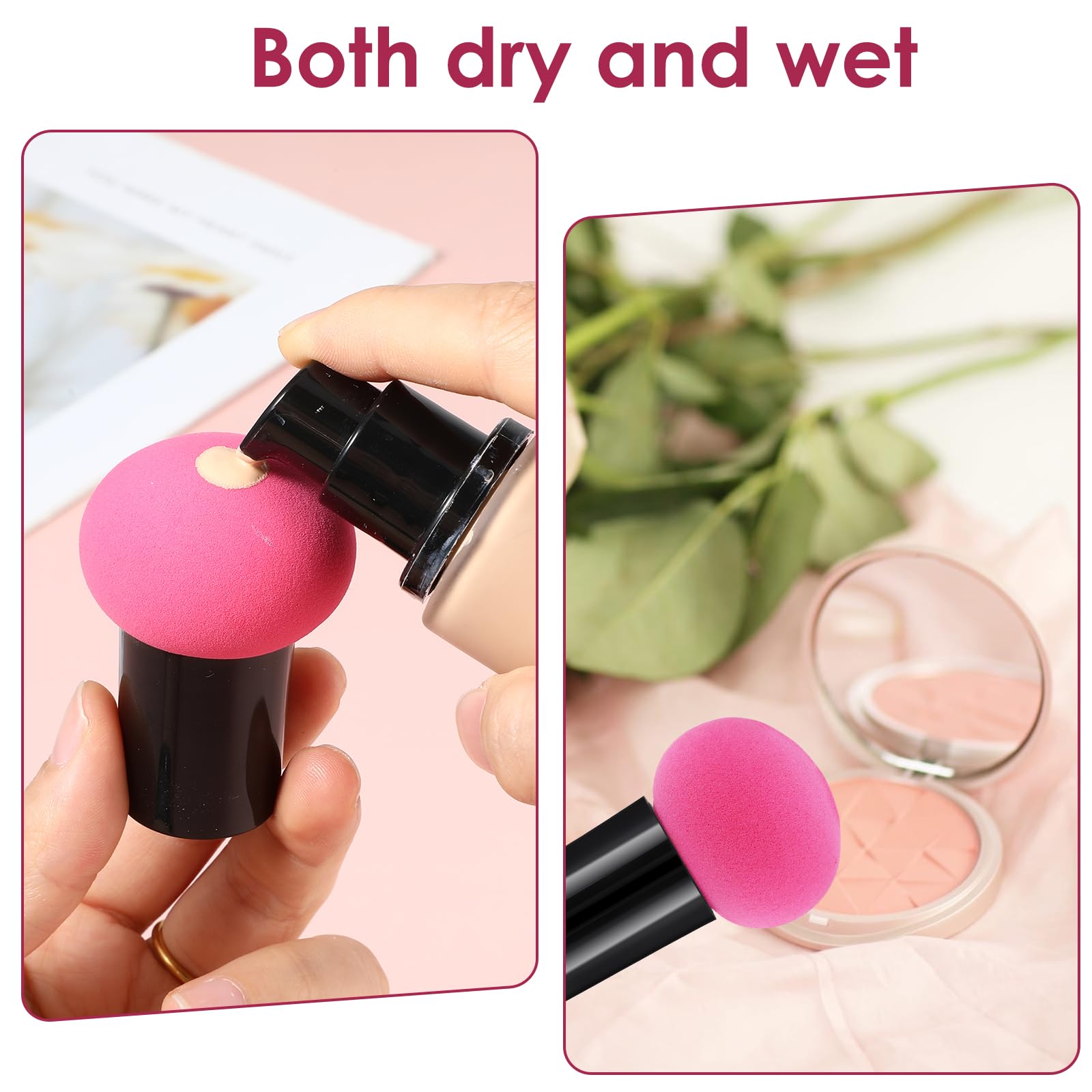 Dimeho Make-up Schwamm, 6 Stück Puderquasten-Pilze Beauty Blender Foundation, Blender Puff mit Griffen Make-up-Beauty-Tool für Foundation Concealer und Puder Nass und Trocken Doppelt Verwendbar