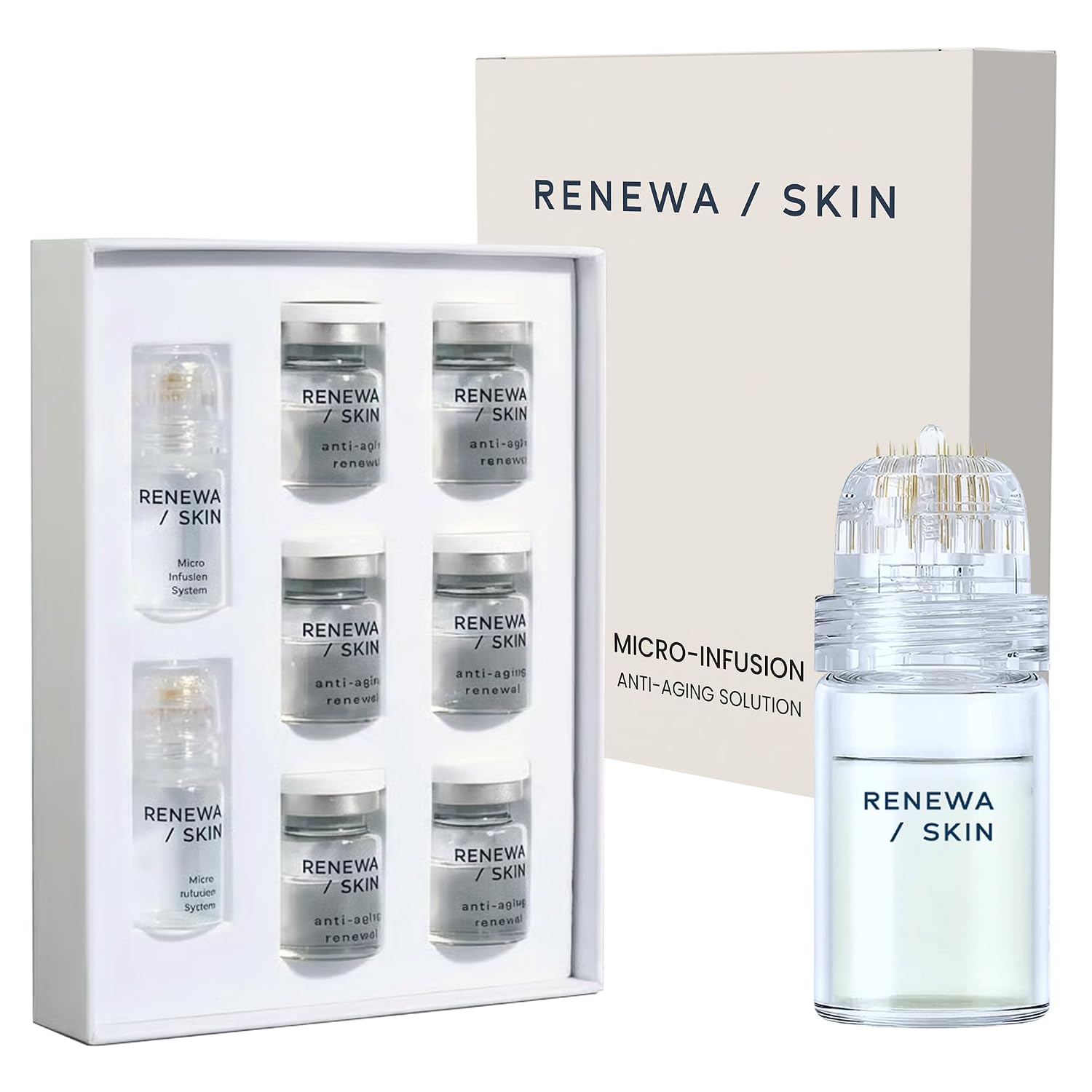 Renewa Skin Renewaskin Micro Infusion System for Face – At Home Microinfusion Facial System and Skincare Infusion Kit with 2 Applicators and 6 Serums – Cosmetic Facial Care Tool