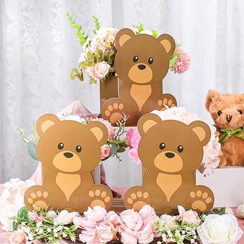 Miniatura 2 de Hushee 12 juegos de centros de mesa de flores de oso para mesas de baby shower, cajas 3D para niños y niñas, centro de mesa de cumpleaños, para