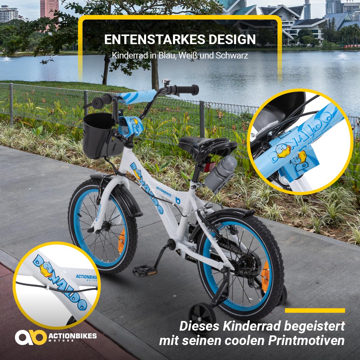 Actionbikes Kinderfahrrad | 12 16 20 Zoll - V-Brake Bremsen - Fahrrad für Kinder von 2-9 Jahren - Schutzblech v. / h - Kinder Fahrrad für Mädchen & Jungen - Fahrräder - Bicycle - Kinderrad - Bike