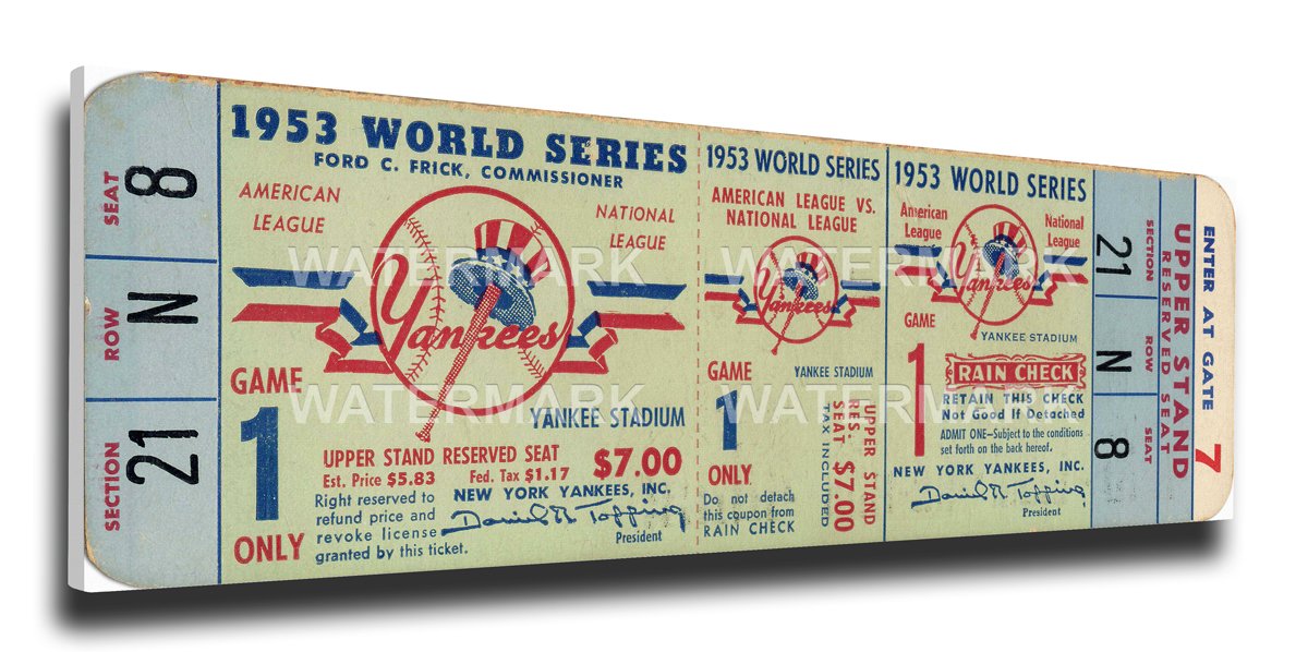 That's My Ticket 1953 World Series Mega Ticket Wall Decor, New York Yankees