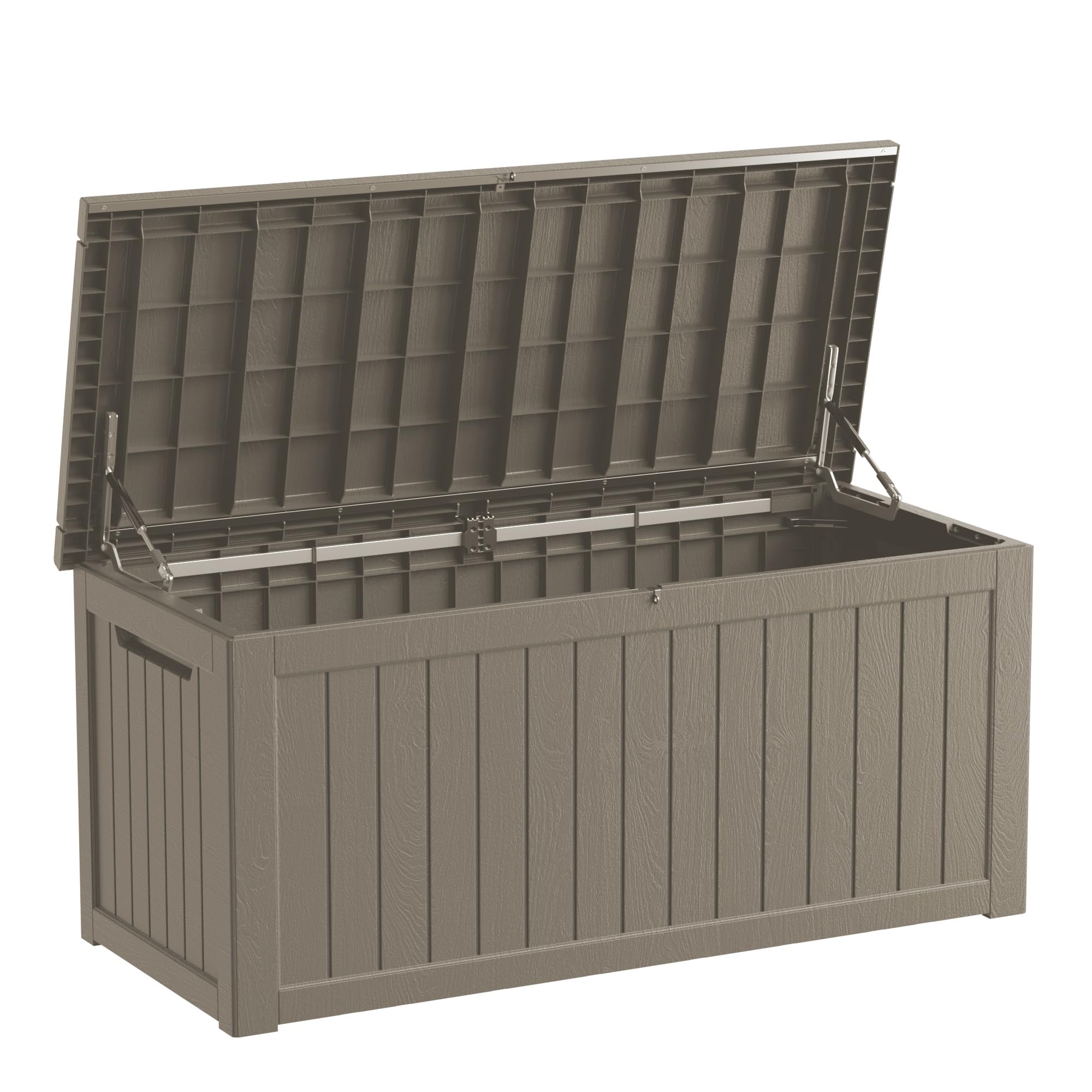 270GAL Extra - Large Brown Outdoor Deck Box with Lock Hole - Waterproof, SGS - Tested UV Resistance, Massive Storage for Lawn Mowers, Camping Gear, and More, Effortless Setup