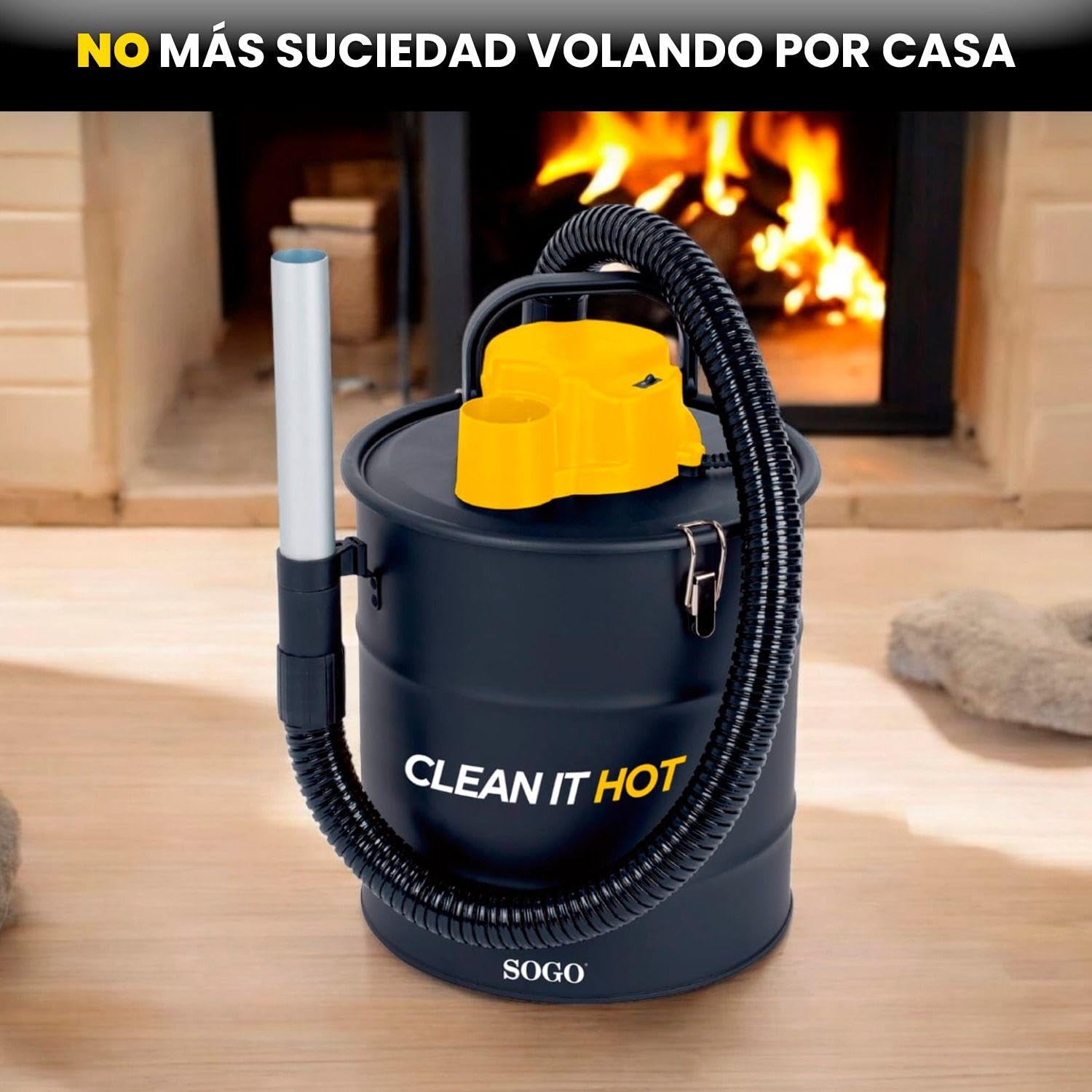 SOGO Aspirador de Cenizas con Función Soplador de 1200W de Potencia y Succión ≥16Kpa - Aspiradora de Cenizas con Filtro Lavable y Manguera Resistente al Calor - Aspirador Cenizas Pellet y Chimenea