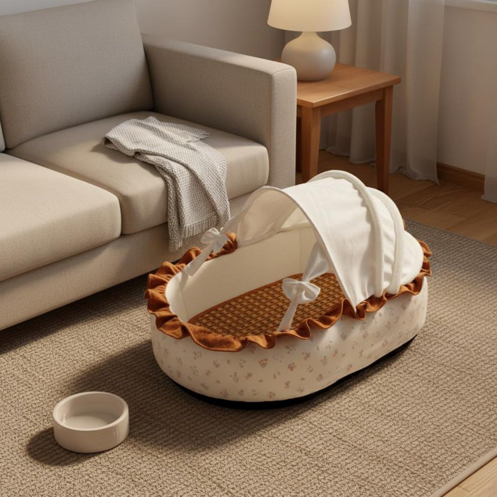MagiDeal Lit Rafraîchissant pour Chat Lit Berceau Balançoire Nid Hammac Aéré Coussin Amovible Lavable Conception Respirante Bois et Tissu Adapté aux Chats et, French Cat Bed