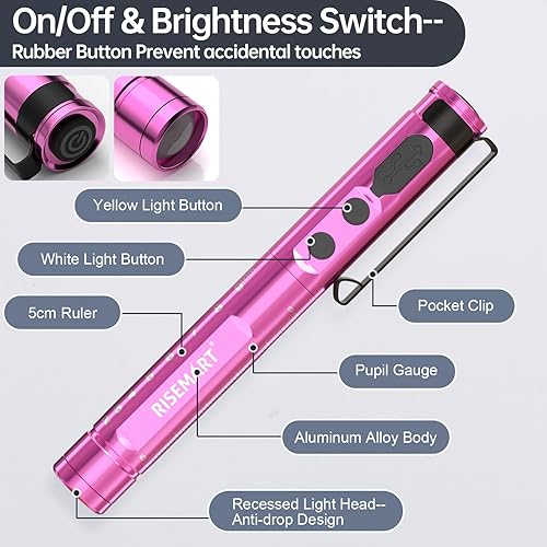 Miniatura 6 de RISEMART Luz de bolígrafo para enfermera, luz LED médica recargable, blanco cálidofrío y atenuación continua, luz médica portátil para enfermera,