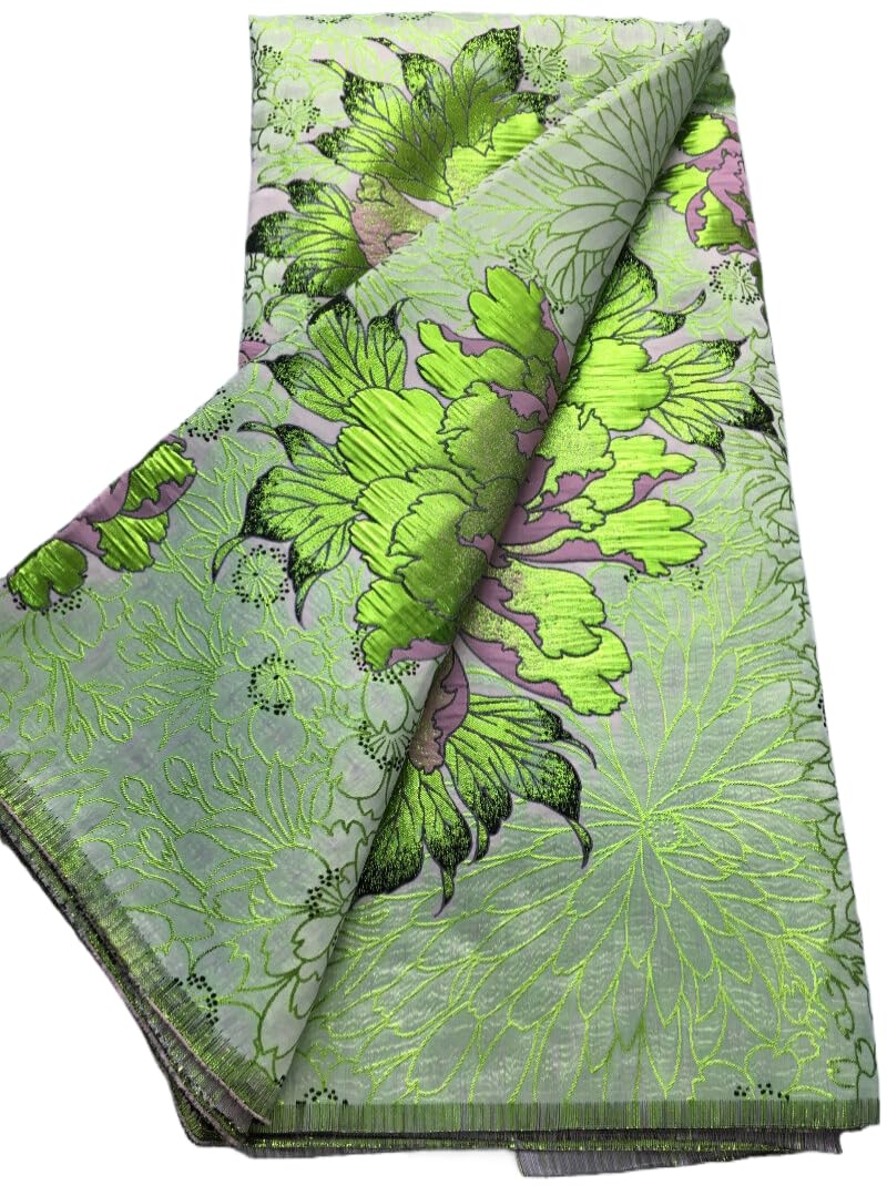 African Lace Fabric French Jacquard Mesh Lace Fabric Embroidery Gilding Brocade Tissue Fabric 5 Yards for Wedding