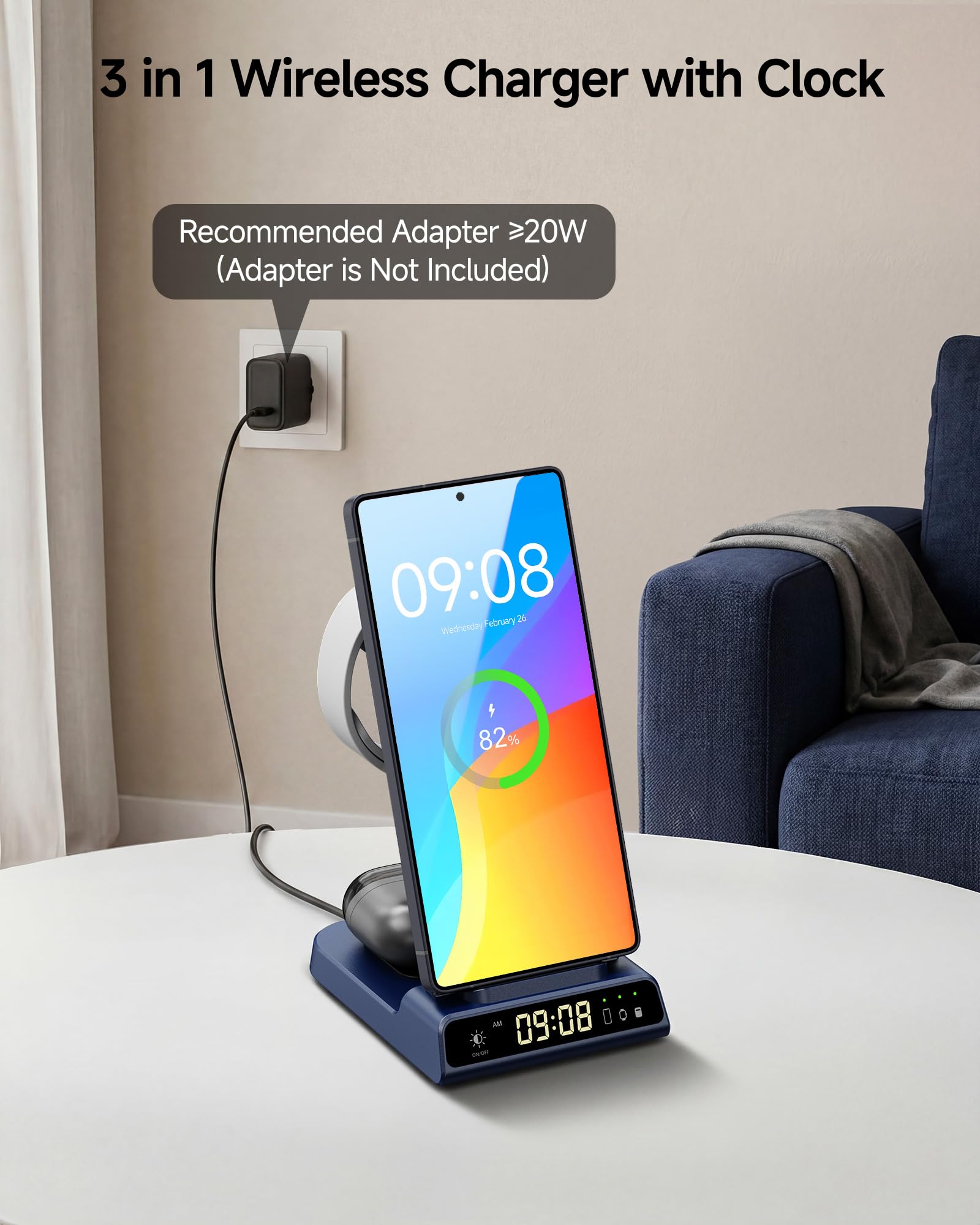 Caricabatterie wireless per dispositivi Samsung, stazione di ricarica wireless per Galaxy S26 Ultra/S26+/S26/S25/Z Flip7/S24/S23/S22, per Galaxy Watch 8/8 Classic/7/Ultra/6/5 Pro, Galaxy Buds4 Pro
