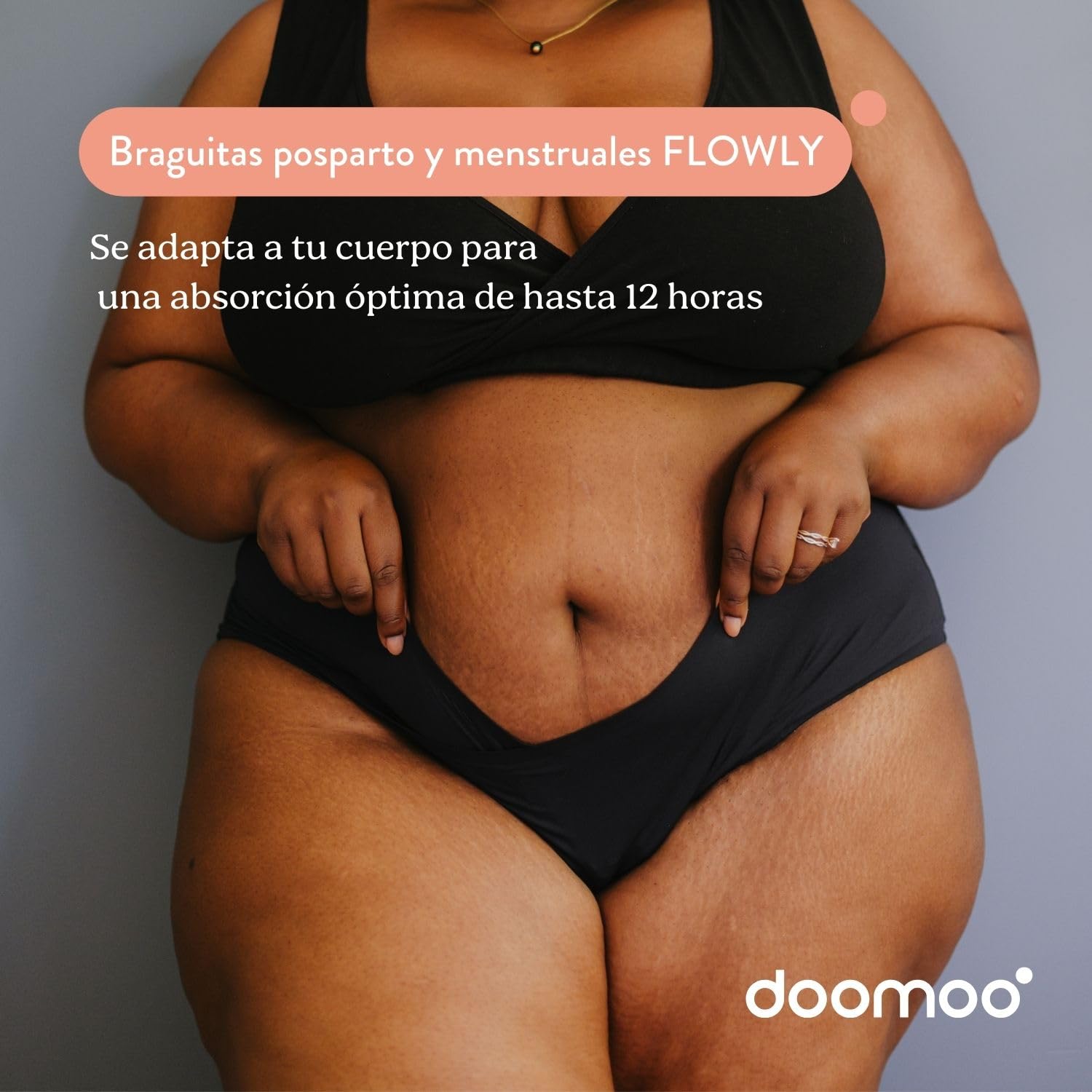 Doomoo Braguitas posparto XS/S/M: Ideal para el Postparto y Durante la menstruación, ultraabsorbente, protección Durante 12 h, Suave y elástica, imprescindible para el posparto, Color Negro