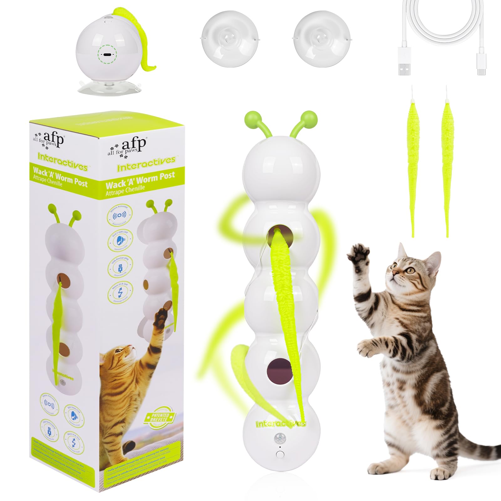 OSDUE Wusel Wurm Katzenspielzeug, Wusel Wurm Interaktives Katzen Spielzeug, Smart Motion Haustierspielzeug mit Wurmdesign, Intelligenter Wurmstimulator Elektrisches Tierspielzeug für Kätzchen Katze