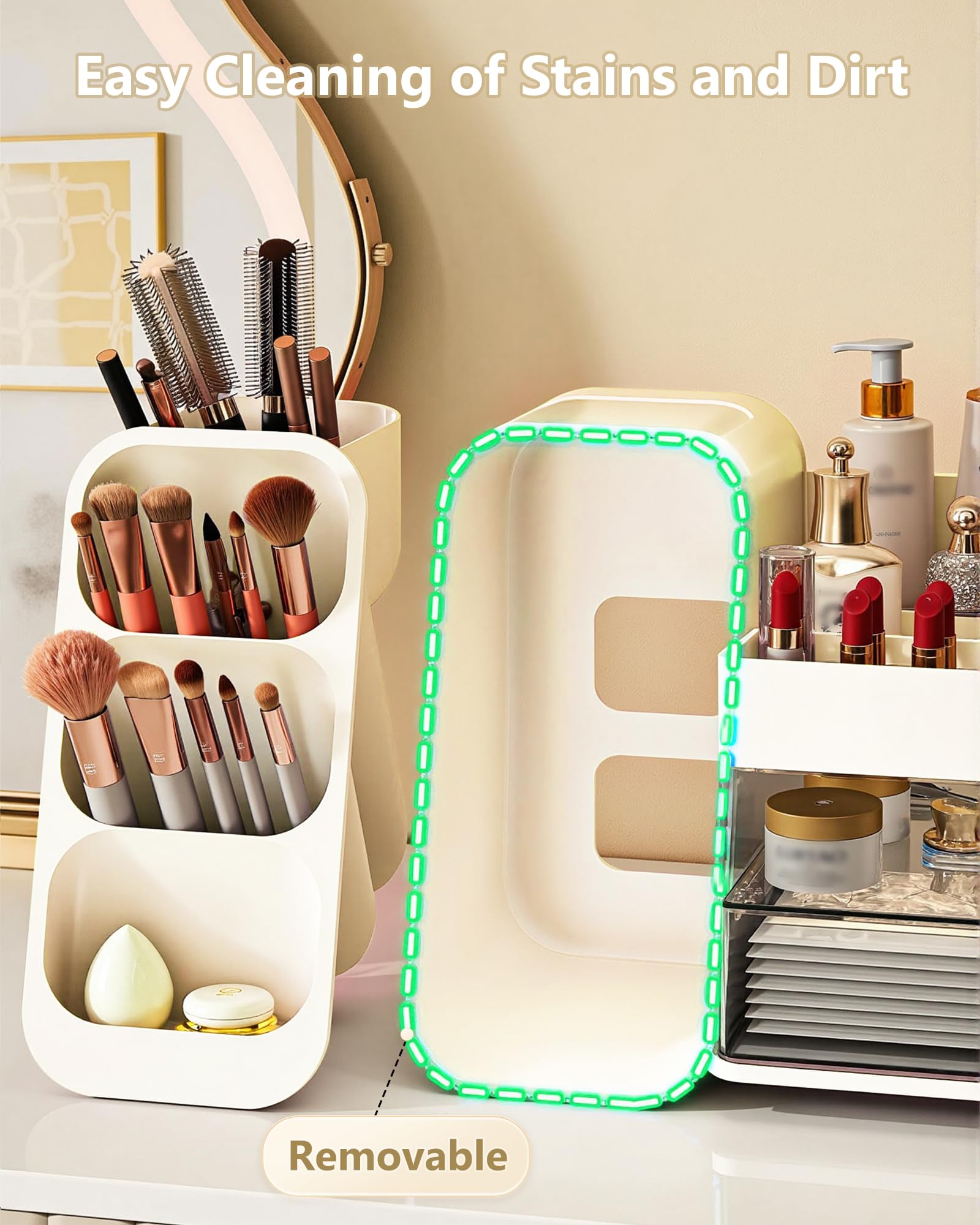 Anylady Large Capacity Makeup Organizer with Brush Holder