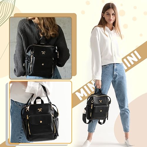 Miniatura 3 de Miss Fong - Mini bolsa de pañales pequeña, bolsa de pañales de cuero, mochila de cuero con 9 organizadores de bolsas de pañales, bolsillo aislado, 2