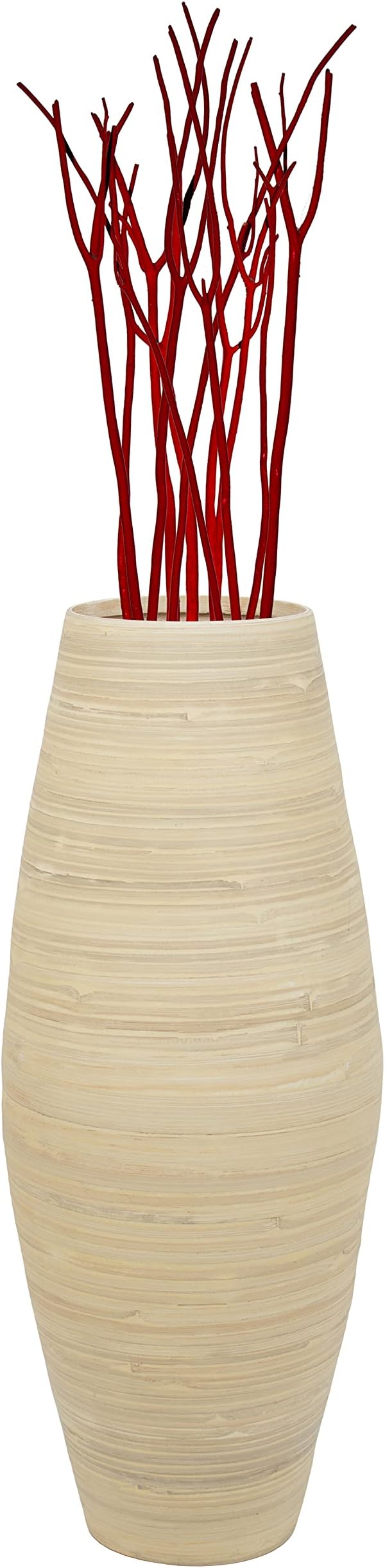 Uniquewise Handcrafted Tall Cylinder Bamboo Floor Vase – Elegant Decorative Accent for Home Offices, Hotel Lobbies, and Spa Spaces – Perfect Decor for Living Room Dining Room Entryway or Hallway