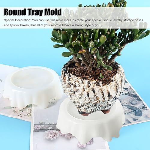 Miniatura 3 de Plato de ágata de geoda irregular EPO xy moldes de fundición para hacer bandeja de ágata sintética, bandeja redonda de goma de silicona, placa de