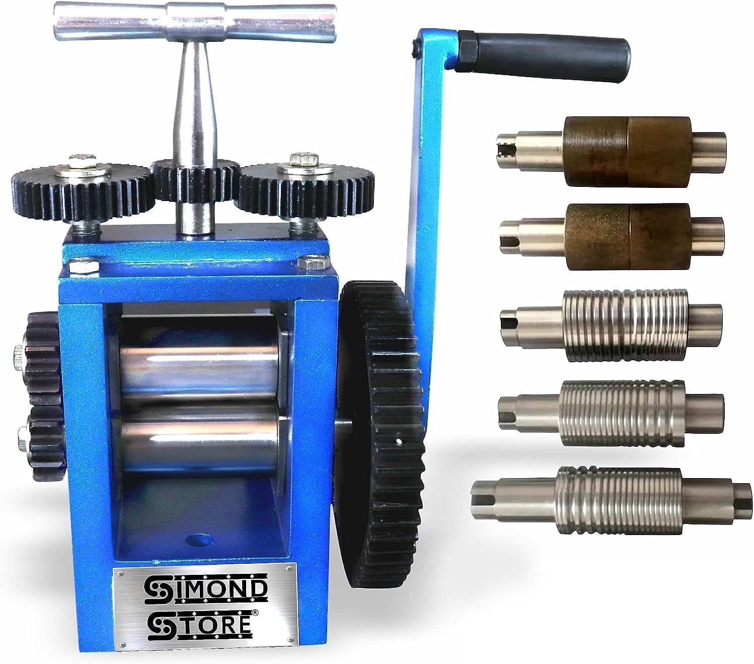 SIMOND STORE Rolling Mill Machine, 3 Inch (76 mm), 7 Rollers Combination Manual Rolling Mill for Jewelry Making, Tabletting Jewelry Tool for Metal Sheet and Wire