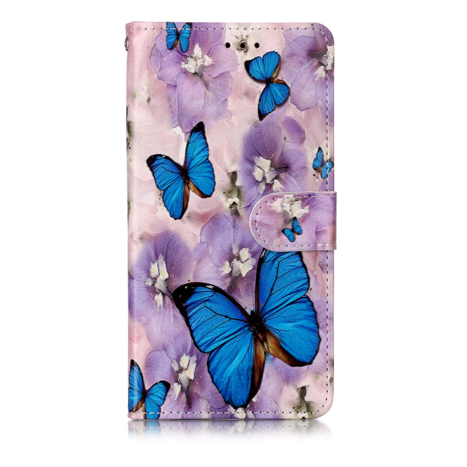 LG G8 ThinQ Wallet Case, CASE4YOU Flip PU Leather Cover Stand Function Book Style Magnetic Closure Holder Cards Slots Shell Soft TPU Protection Bumper Butterfly Design Case for LG G8 ThinQ LG G8