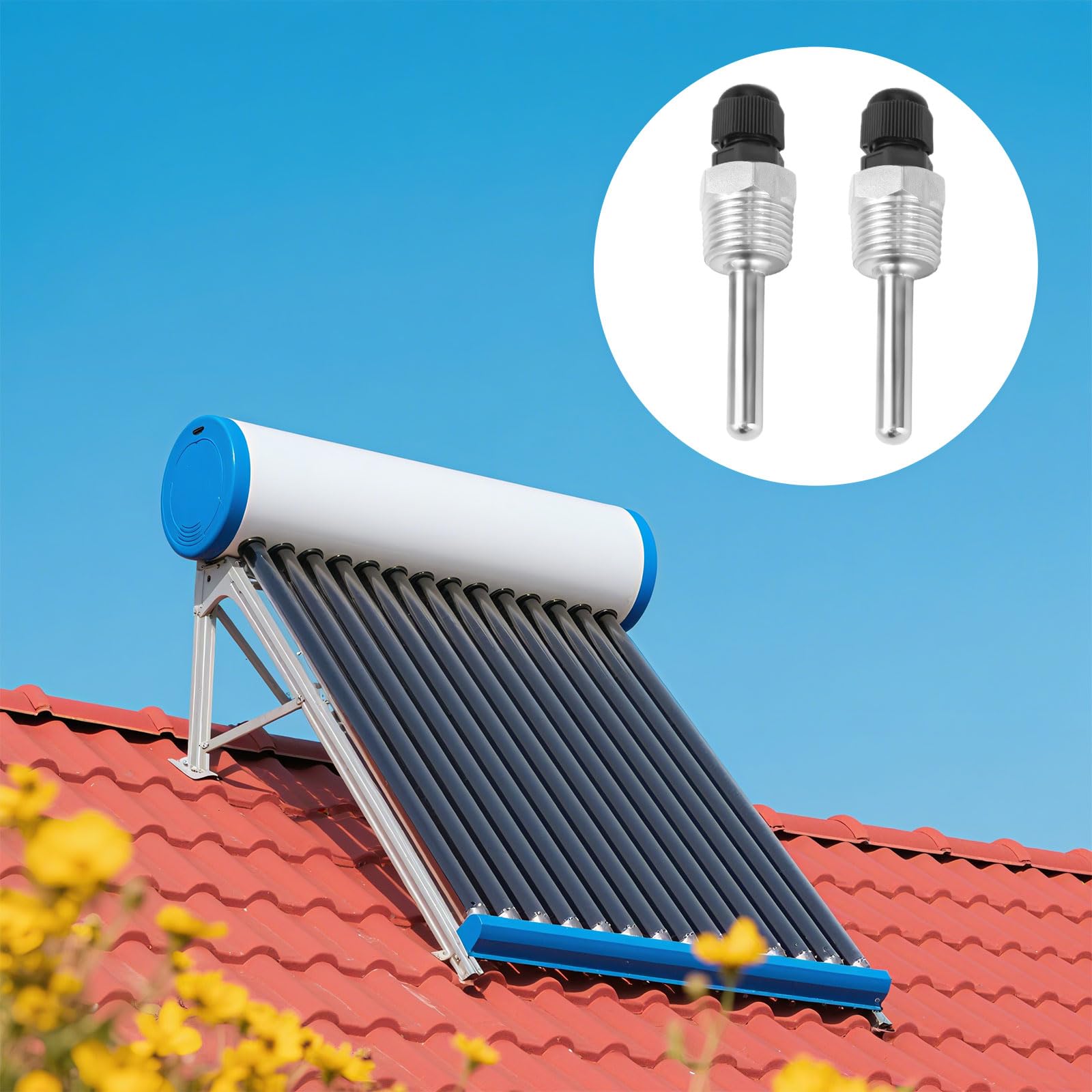 2 manicotti sommergibili in acciaio inox da 1/2", 8 × 50 mm, Thermowell, tubi di protezione per immersioni, termocoppie, sonda di temperatura, in acciaio inox, per sensore di temperatura