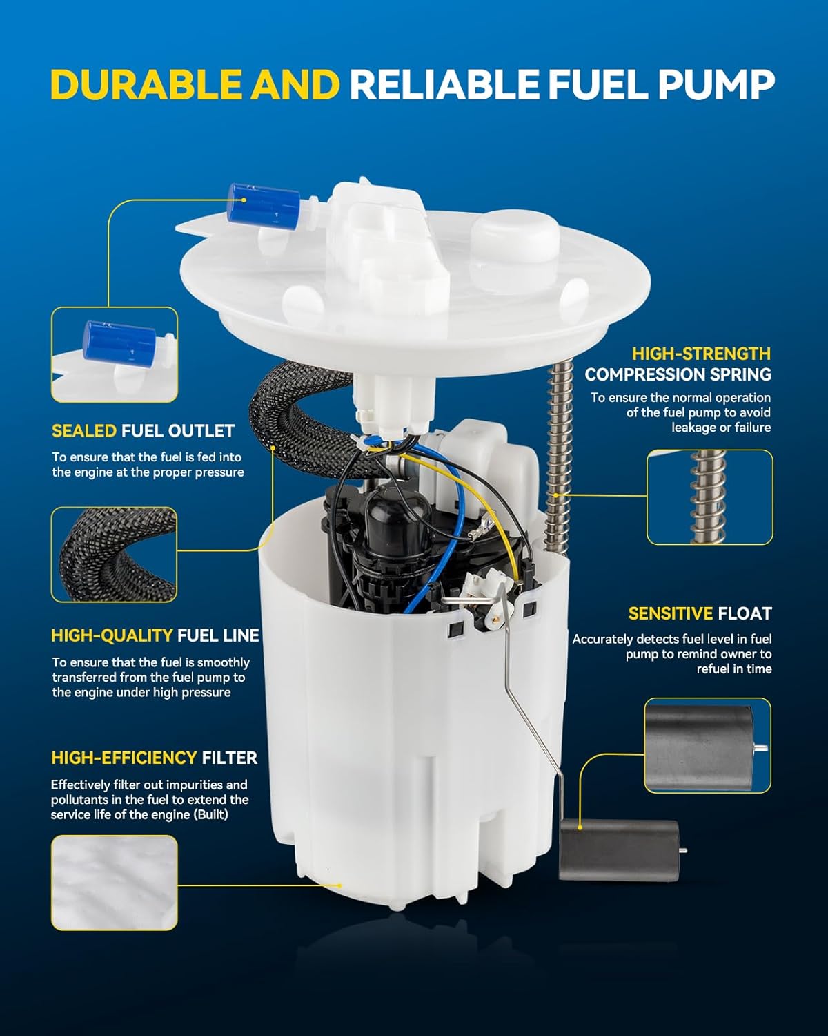 PHILTOP FG1532 Electric Fuel Pump Assembly for Focus 2012-2018 1.0L 2.0L, Fuel Pump SP2516M, P76863M, BV6Z9H307P, BV6Z9H307U, BV6Z9H307H, BV6Z 9H30-7P, BV6Z 9H30-7U, BV6Z 9H30-7H, E2592M, 66028