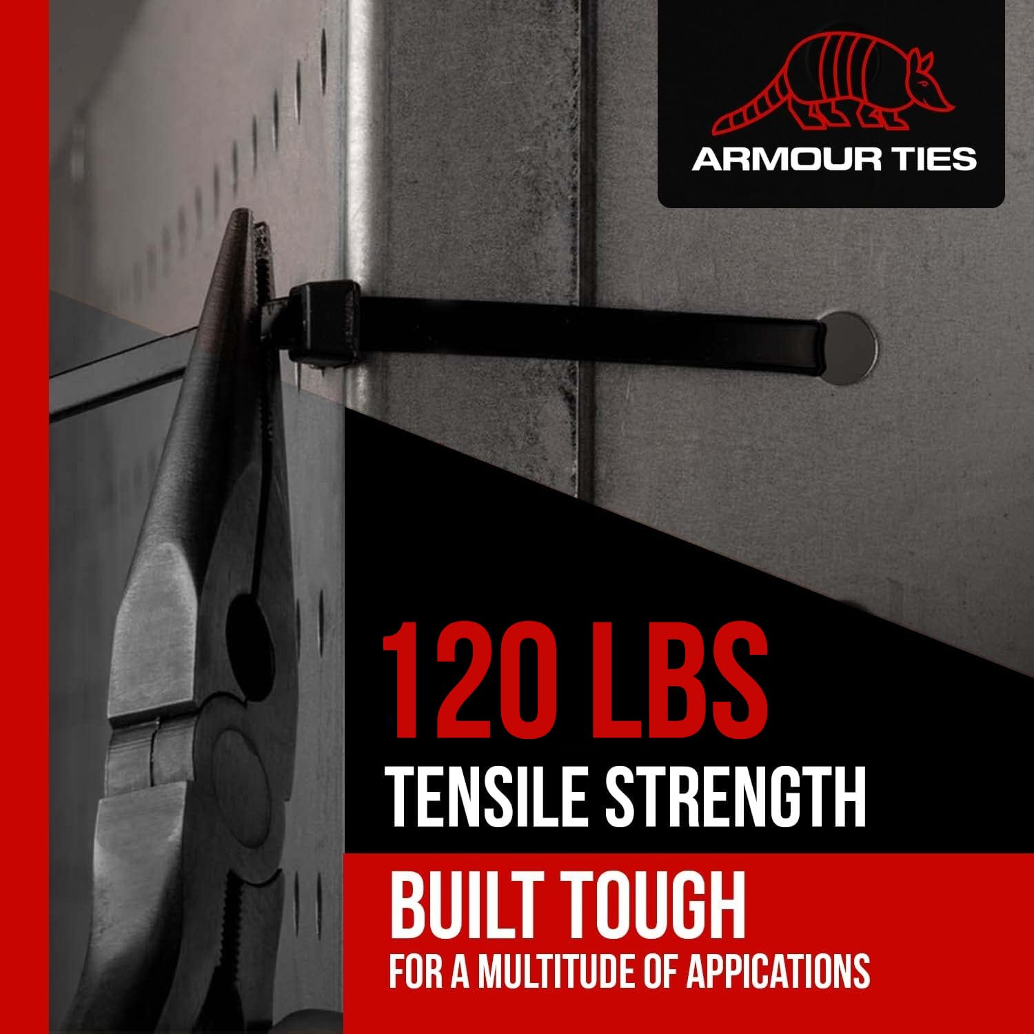 14-inch UV Resistant Stainless Steel Cable Tie, 200-lb Tensile Strength, UL 2 Listed, 100-Pack...