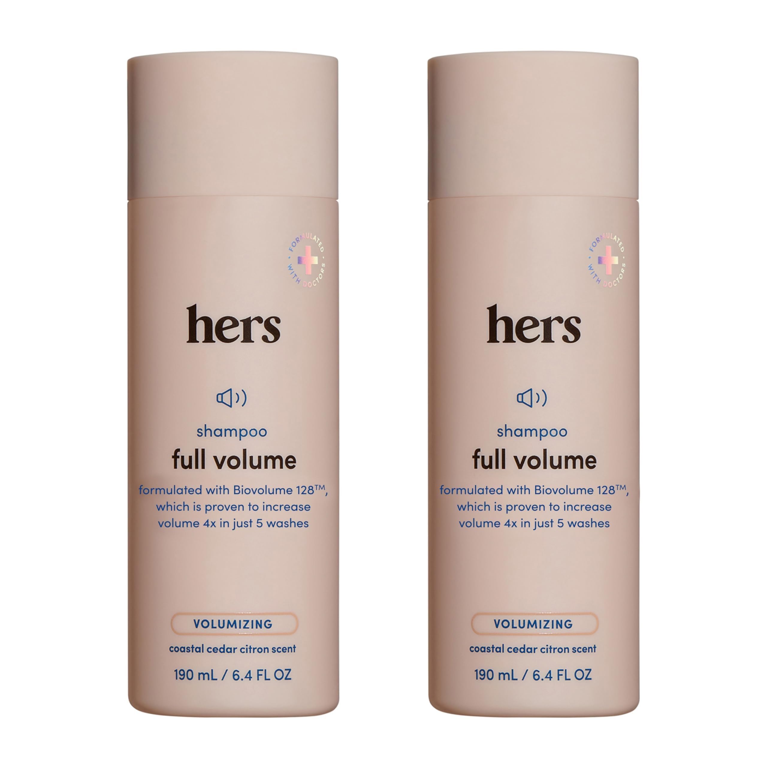 hers Full Volume Shampoo - Rice Protein & Biotin Formula - Fine Hair & Root Lift Daily Shampoo - Volumizing Hair Care - Coastal Cedar Citron Scent -