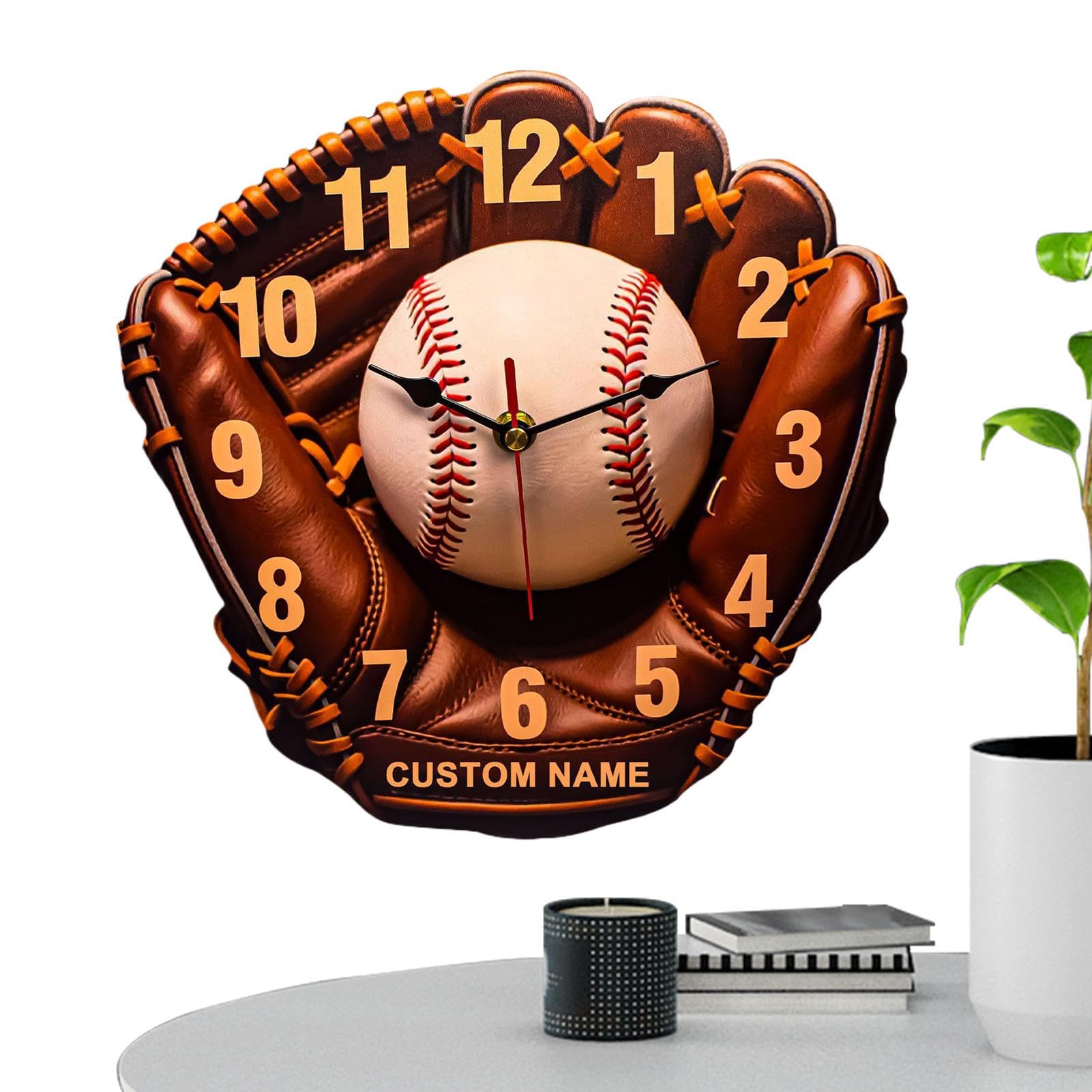 Horloge murale baseball silencieuse en bois pour en finir avec les retards le matin