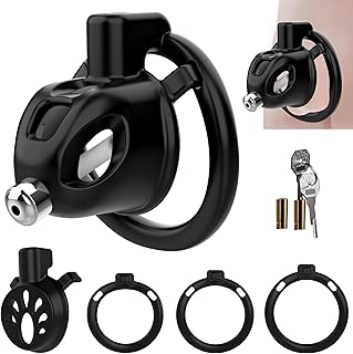 Male Chastity Cock Cage Sex Toy for Men, FEELKIDA 2 Styles Chastity Device with 3 Sizes Ring and Invisible Lock for Penis Erection Control, Flat Chastity Cage with BDSM Bondage Gear Accessories