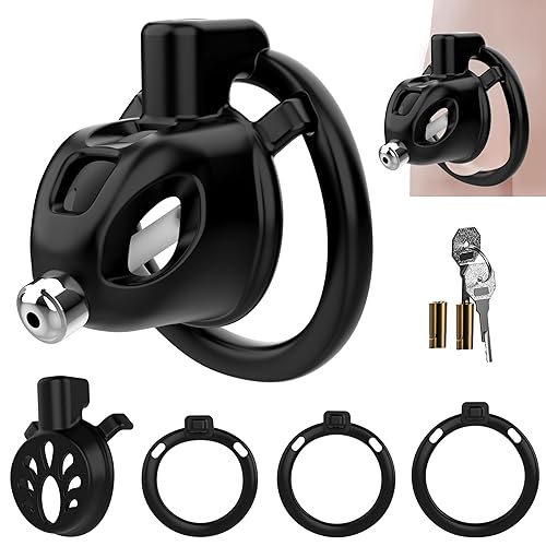 Male Chastity Cock Cage Sex Toy for Men, FEELKIDA 2 Styles Chastity Device with 3 Sizes Ring and Invisible Lock for Penis Erection Control, Flat Chastity Cage with BDSM Bondage Gear Accessories