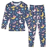 ALAZA Cute Small Moon Stars Blue Pajamas Set Snug-fit Long Sleeve Sleepwear&comma;18 M
