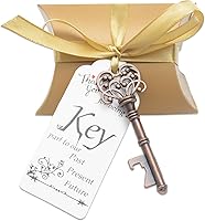 Vista 1 de Aokbean 50 juegos de abrebotellas con llave de esqueleto con caja de dulces, recuerdos de fiesta de boda, recuerdo para invitados, tarjeta de regalo