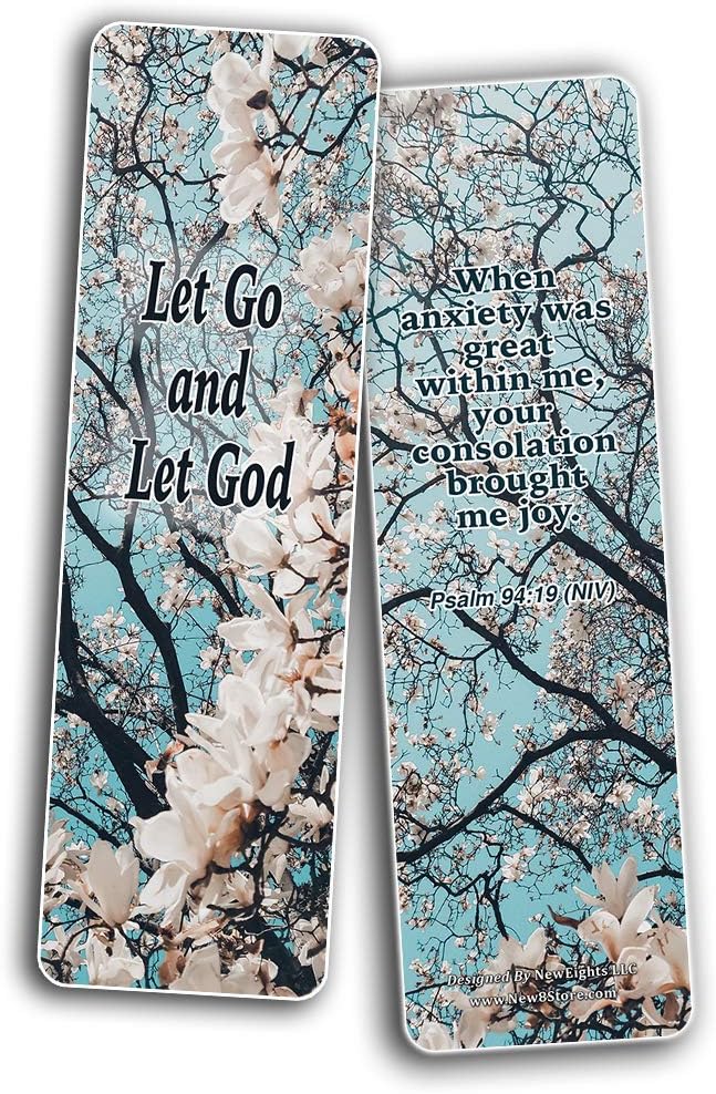Bible Verses Bookmarks About Focus on God to Empty Out Negative Thoughts (60 Pack) - Perfect Giftaway for Sunday School and Ministries