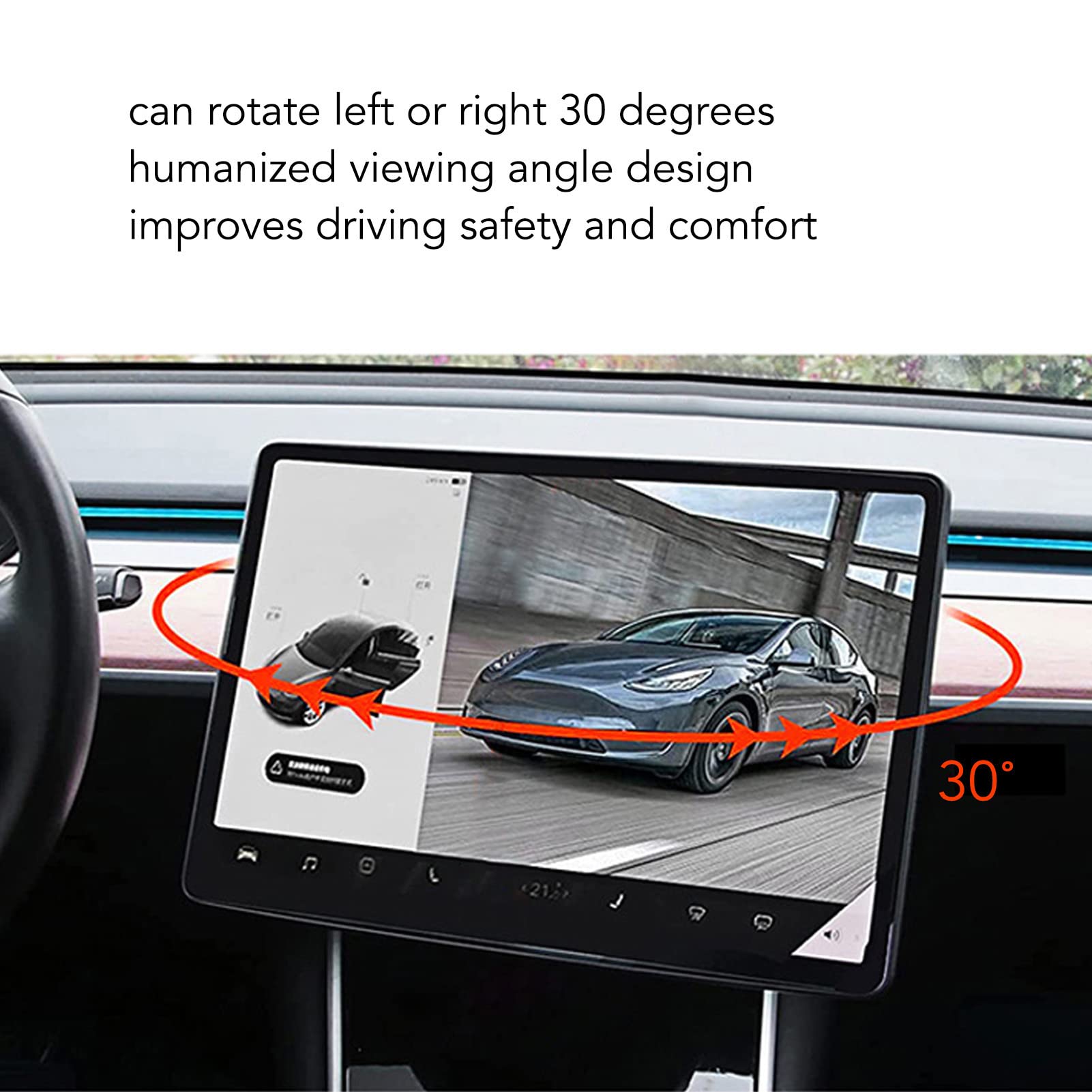 Soporte Giratorio para Pantalla de Navegación,Soporte Giratorio para Pantalla GPS para Interior de Coche Modelo 3 Y