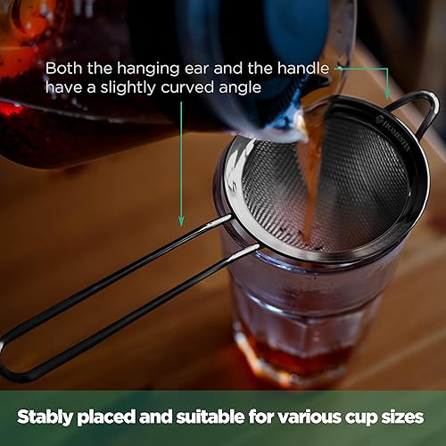 Miniatura 8 de Homestia 2 coladores de malla fina de 3.3 pulgadas para cocina, acero inoxidable 304, tamiz de cóctel, tamices de alimentos, colador líquido para