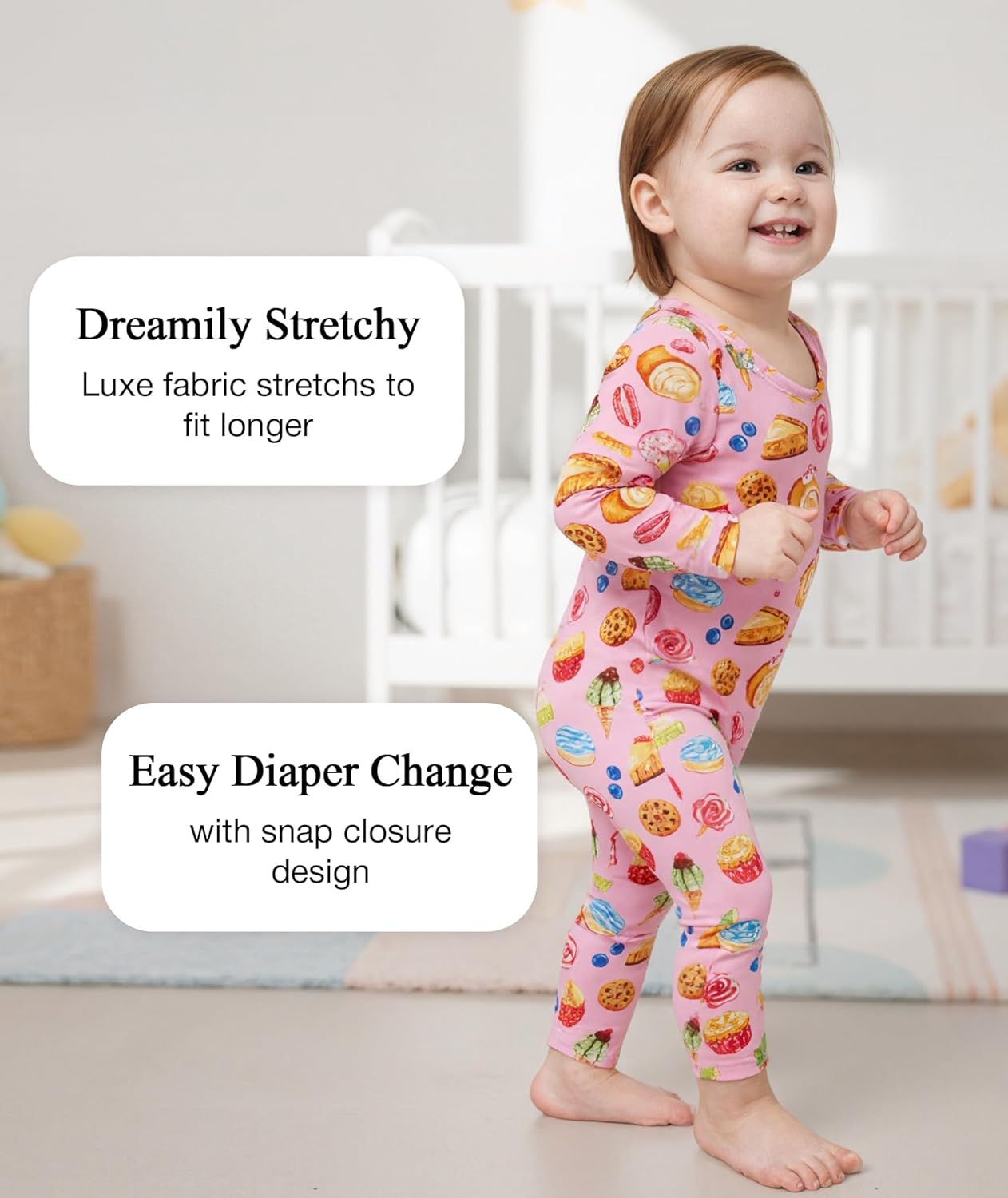Baby Boy and Girl Romper Long Sleeve Jumpsuit One-Piece Footless Pajamas, Viscose Made from Bamboo - Image 3