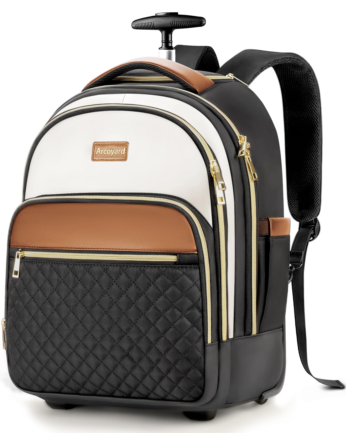 Arcoyard Small Rolling Backpack for Women, Lightweight Travel Backpack with Wheels, Roller Backpacks for Adults, Water Resistant Rolling Laptop Bag,