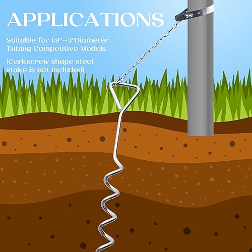 Miniatura 2 de Hotop Juego de 6 juegos de anclaje de tierra, juego de columpios de recreación, anclajes de trampolín, accesorios de amarre para suministros al aire