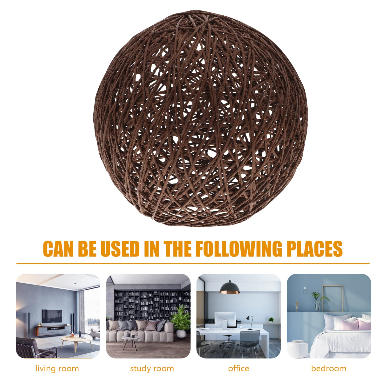 Gadpiparty 3pezzi Lampada Da Soffitto Rattan Paralume Palla Di Copertura Decorativa Per Lampade Da Tavolo Design Rustico Scuro