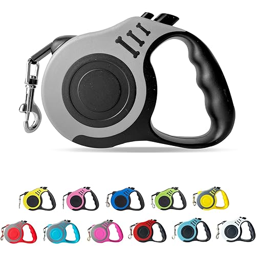 Retractable Dog Leash Automatic Telescopic Tractor Dog Tape, Pet Tape 10/16 FT Durable and Convenient, with Non-Slip Handle, Suitable for Small and Medium-Sized Dogs Gray