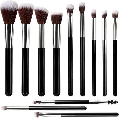 Mini Travel Makeup Brush Set, 12 Pcs for Foundation Blush Eyeshadow Powder